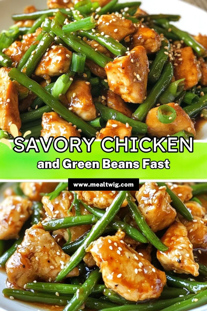 Looking for a quick chicken recipe that packs flavor and nutrition? Try this Chicken and Green Beans stir-fry, perfect for an easy chicken dinner in just 30 minutes. With fresh green beans, tender chicken, and a savory sauce, this healthy chicken meal is sure to become a weeknight favorite. Enjoy a delicious meal without the hassle! Save this quick and easy recipe for your next dinner. #QuickChickenRecipe #EasyChickenDinner #30MinuteRecipes #HealthyMeals