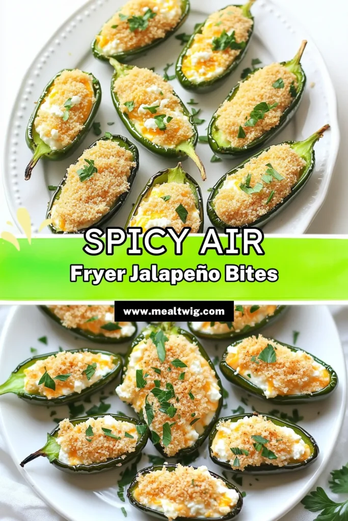 Get ready to spice up your gatherings with these Spicy Air Fryer Jalapeño Popper Bites! This easy recipe combines creamy cheeses and the perfect blend of seasonings stuffed into fresh jalapeños, then crispy air-fried to golden perfection. Perfect for game day or parties, these bites are sure to impress! Click through to explore the full recipe and elevate your appetizer game today. #JalapenoPoppers #AirFryerRecipes #SpicySnacks #PartyFood