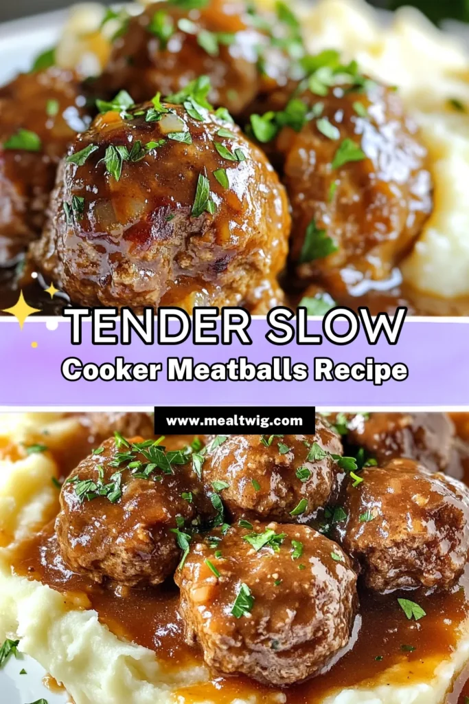 Discover the ultimate comfort food with this slow cooker Salisbury steak meatballs recipe. These savory meatballs with gravy are perfect for an easy meatball dinner that your whole family will love. Made with ground beef, this slow cooker Salisbury steak dish is simple to prepare and cooking it low and slow ensures tender, flavorful meatballs. Don't miss out on this delicious recipe—try it today! #SalisburySteak #EasyDinner #SlowCookerRecipes #GroundBeefMeals