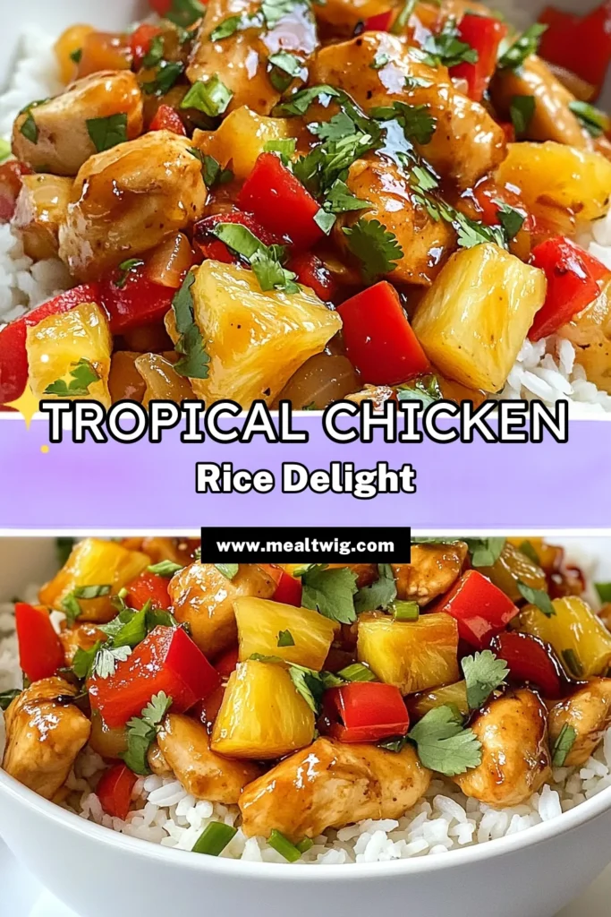 Indulge in this tropical pineapple chicken recipe for a delightful chicken and rice dish that’s sure to impress! Featuring tender jasmine rice pineapple chicken paired with fresh pineapple and vibrant veggies, this easy pineapple chicken dinner is both nutritious and delicious. Perfect for busy weeknights, this healthy chicken recipe with pineapple will become a family favorite. Try it today and elevate your meal! #PineappleChicken #HealthyRecipes #WeeknightDinner #EasyRecipes
