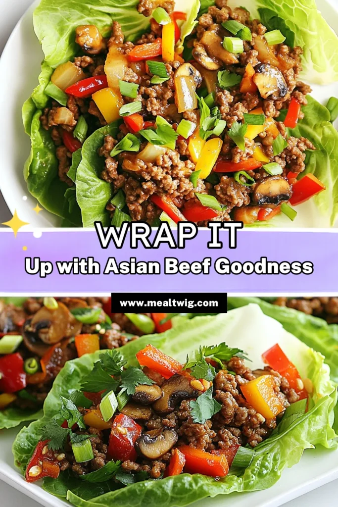 Discover the deliciousness of Asian beef lettuce wraps, a perfect blend of savory ground beef recipes and fresh veggies! These healthy lettuce wrap ideas make quick Asian appetizers for any occasion. Packed with flavor and gluten-free, these beef stir-fry wraps are easy to prepare and sure to impress. Get ready to enjoy a meal that's both nutritious and satisfying. Save this recipe for later! #AsianBeefLettuceWraps #GlutenFree #HealthyRecipes #Appetizers