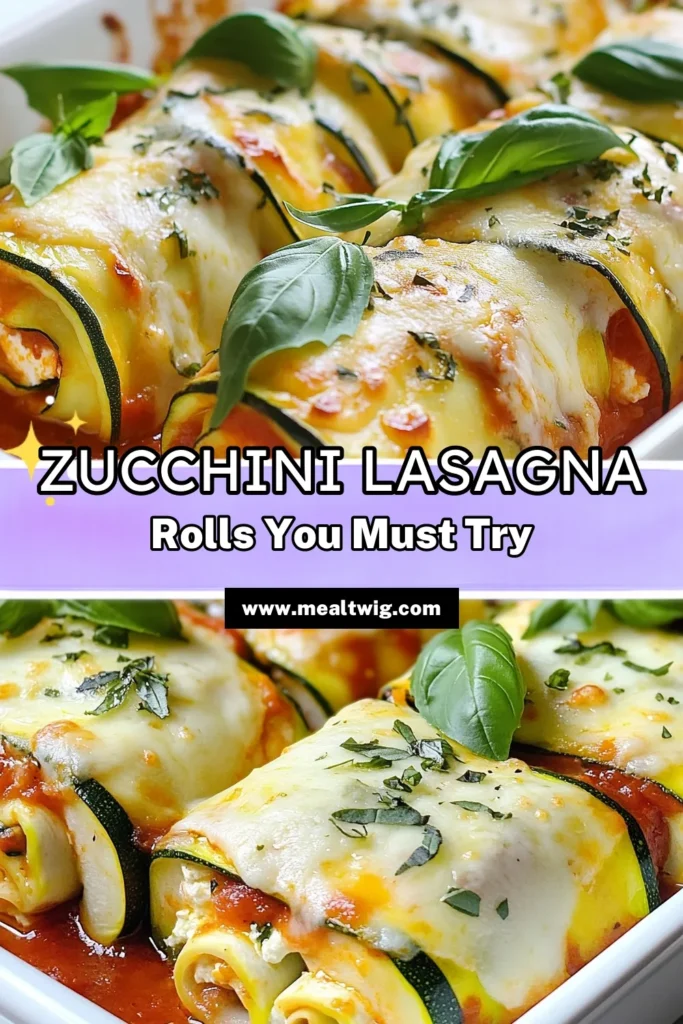 Try this delicious ricotta zucchini lasagna roll-ups recipe for a satisfying vegetarian meal! These zucchini roll-ups are filled with creamy ricotta and topped with homemade marinara sauce for a burst of flavor. Perfect for meatless dinners, these baked zucchini recipes are easy to make and sure to impress. Don't forget to save this recipe for a healthy twist on classic lasagna! #ZucchiniRecipes #VegetarianLasagna #HealthyEating #HomemadeMarinara