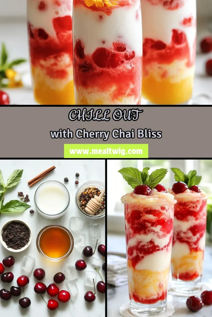 Discover the ultimate Iced Cherry Chai recipe that combines the rich flavors of chai tea with fresh cherries for a refreshing iced chai drink. This delightful cherry chai drink is easy to make and perfect for hot days. Enjoy a unique twist with this iced chai tea with cherries, ideal for any occasion. Don't miss out on this refreshing iced chai recipe—save it now to impress your friends! #IcedCherryChai #ChaiTeaWithFruit #RefreshingDrink #ChaiRecipe