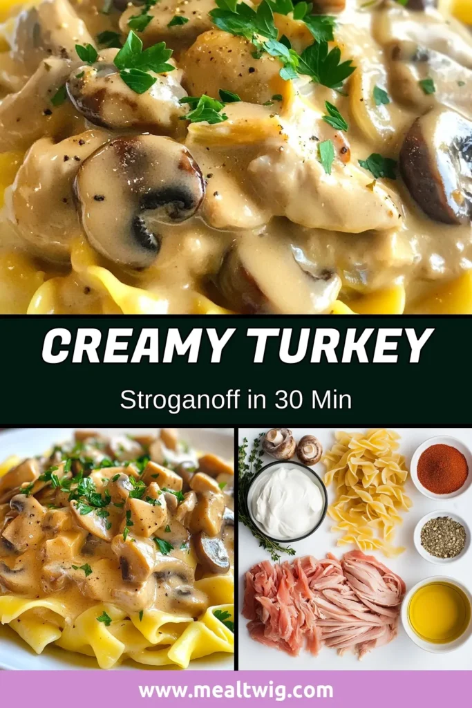 Discover the ultimate Comfort Food with this Creamy Turkey Stroganoff! This Easy Turkey Stroganoff recipe features tender turkey breast, sautéed mushrooms, and a luscious creamy sauce served over egg noodles. Perfect for busy weeknights, this Mushroom Stroganoff will be a family favorite. Dive into the world of creamy pasta dishes today and savor every bite! Save this recipe for your next meal! #CreamyTurkeyStroganoff #TurkeyStroganoffRecipe #MushroomStroganoff #CreamyPastaDishes