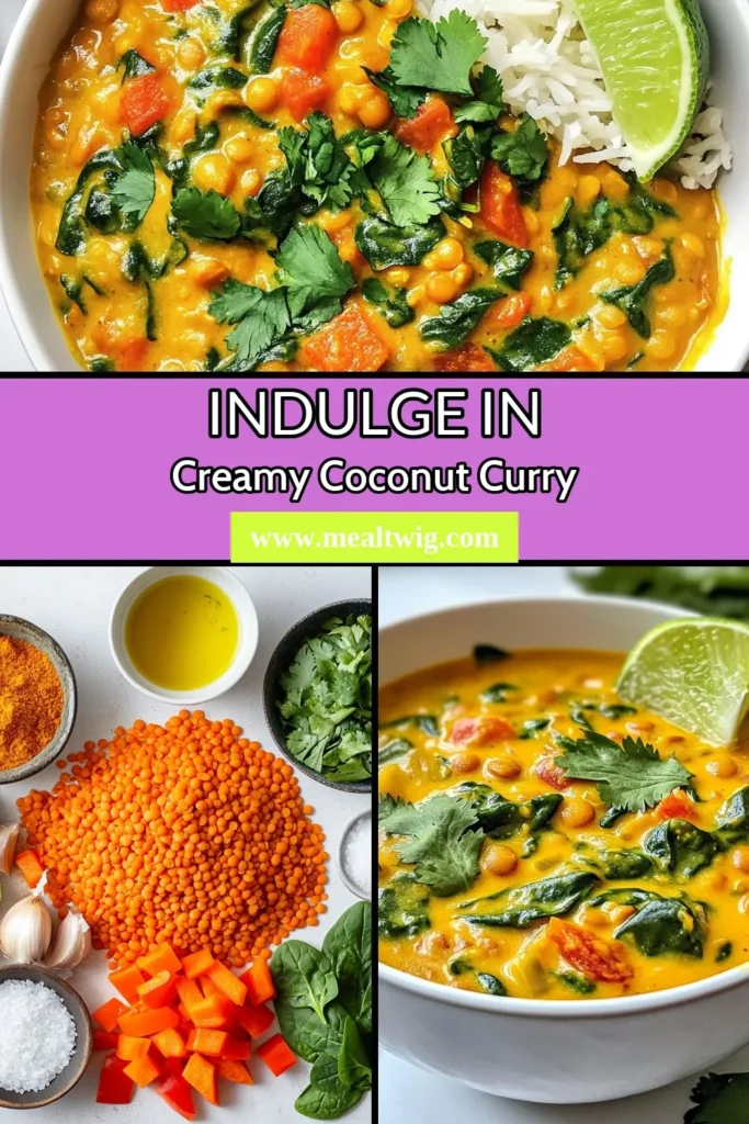 Indulge in this creamy vegan coconut lentil curry that's not only delicious but also incredibly easy to make! This plant-based coconut curry features red lentils, fragrant spices, and fresh veggies for a heartwarming dish. Perfect for healthy eating, this creamy lentil curry recipe is a must-try. Save this easy vegan curry for your next meal and impress your family and friends! #VeganCoconutLentilCurry #HealthyLentilRecipes #EasyVeganCurry #PlantBasedCooking