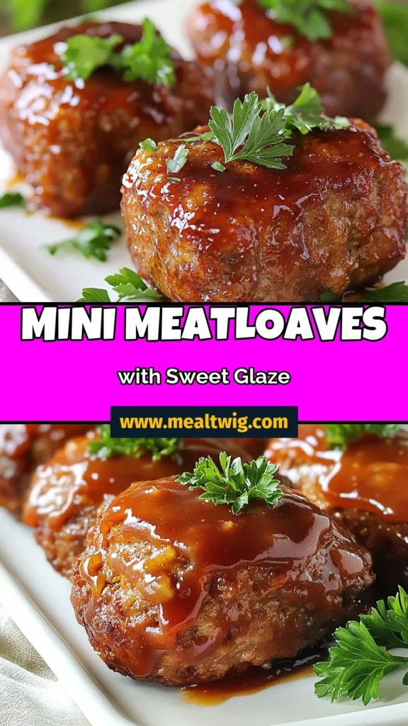 Discover this delicious mini meatloaf recipe perfect for busy nights! These easy mini meatloaves feature ground beef mini loaves topped with a tangy meatloaf glaze that includes ketchup, brown sugar, and apple cider vinegar for a burst of flavor. Baked to perfection, this recipe is a family favorite. Don't miss out—save this recipe for a delightful dinner option today! #MiniMeatloaf #EasyRecipes #DinnerInspiration #ComfortFood