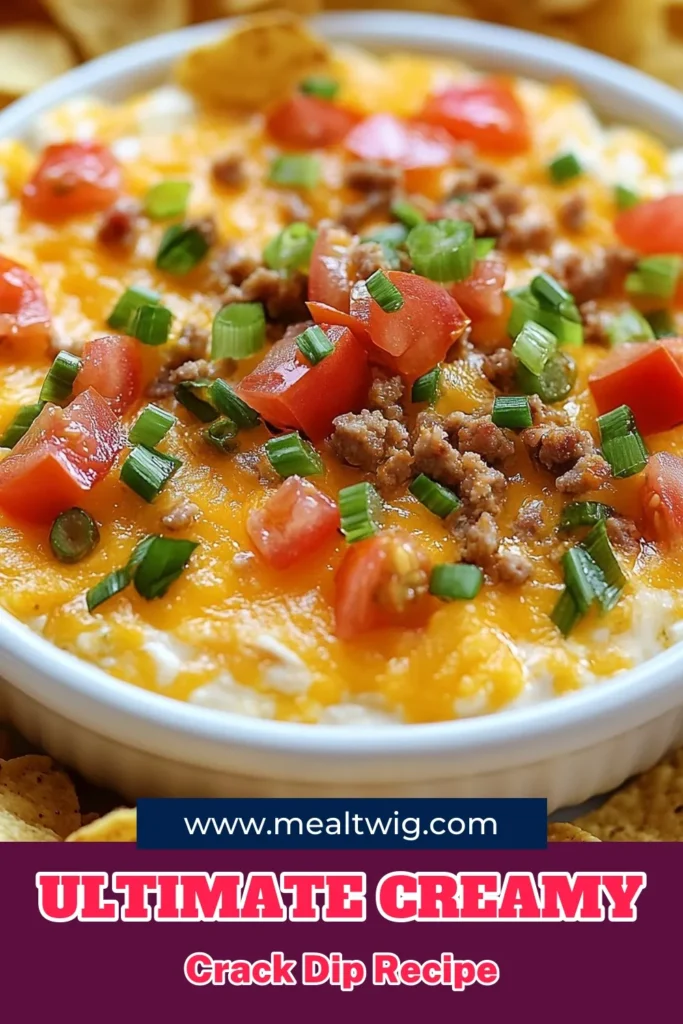 Indulge in this savory crack dip that’s perfect for your next gathering! This cream cheese dip recipe is a cheesy dip for parties that everyone will love. Packed with flavor, including optional sausage for an extra kick, this easy party dip takes just 10 minutes to prep. Serve it with tortilla chips or veggie sticks for a tasty treat. Save this flavorful dip with sausage for your next celebration! #DipRecipe #PartyFood #EasyRecipes #YummySnacks