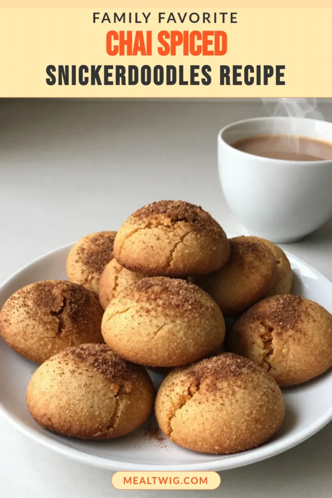 Discover the delightful world of spiced chai snickerdoodles! These chai spiced cookies blend the warmth of chai spices with the classic sweetness of snickerdoodle variations. Perfect for tea time or a cozy treat, this chai cookie recipe is easy to follow and yields 24 delicious cookies. Don't miss out on these cinnamon sugar cookies—save this recipe for your next baking adventure! #ChaiCookieRecipe #SpicedChaiSnickerdoodles #CinnamonSugarCookies #BakingInspiration