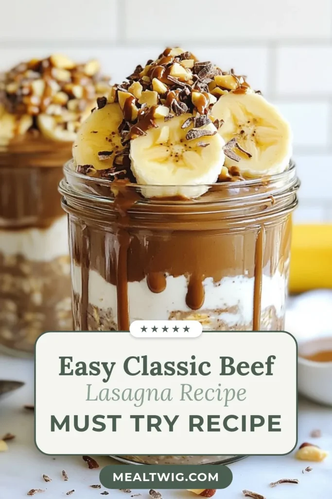 Indulge in this easy Chocolate Peanut Butter Overnight Oats recipe that makes for a delicious and healthy breakfast! Packed with rich cocoa and creamy peanut butter, it's perfect for your morning routine. Just mix rolled oats, almond milk, and banana, then refrigerate overnight. Enjoy a nutritious start with our Chocolate Overnight Oats! Don't miss out on these Healthy Breakfast Ideas. Save this Easy Oatmeal Recipe today! #OvernightOats #HealthyBreakfast #PeanutButterOats #ChocolateOats