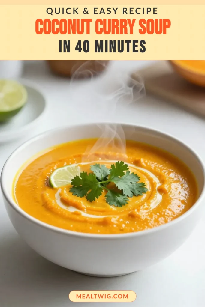 Discover the deliciousness of Coconut Curry Butternut Soup! This creamy coconut soup recipe is a perfect blend of flavors, offering a vegan butternut squash soup that's both healthy and satisfying. With easy steps, this healthy curry soup will become one of your go-to easy butternut squash recipes. Whip it up in just 40 minutes for a comforting meal. Save this recipe for later and enjoy a bowl of warmth! #CoconutCurry #VeganRecipes #ButternutSquash #HealthyCooking
