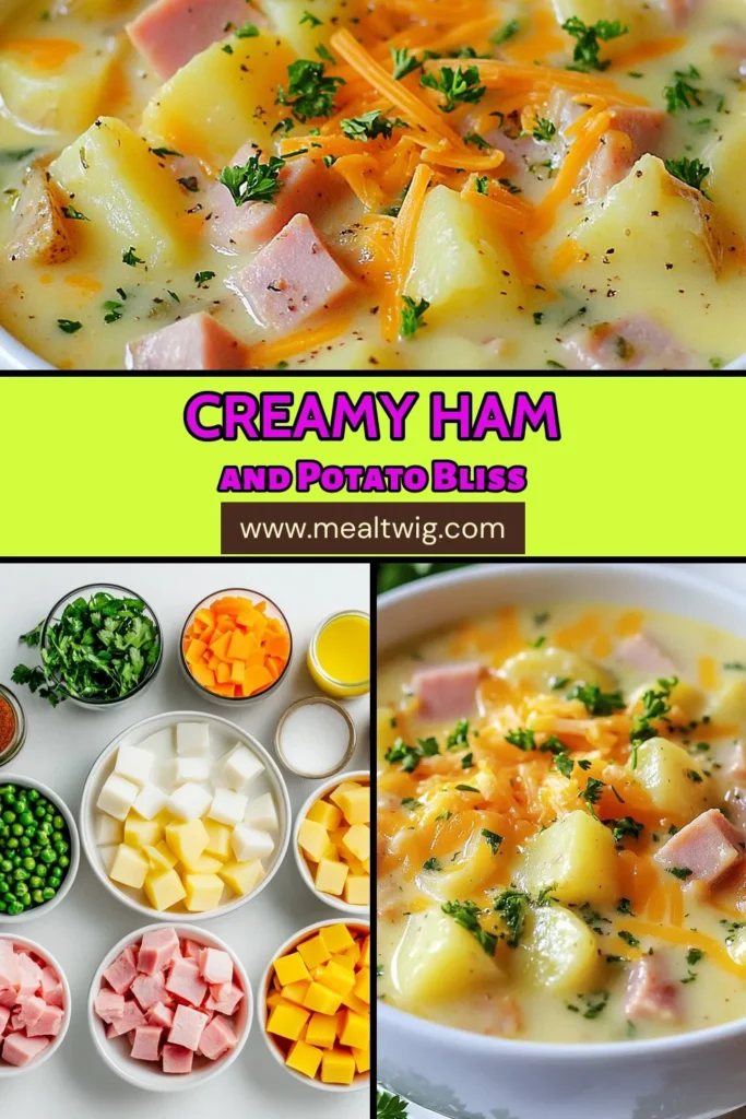 Warm up with this creamy ham potato soup that’s perfect for cool evenings! This easy ham potato recipe combines tender potatoes, diced ham, and sharp cheddar cheese for the ultimate comfort food soup. Looking for a twist? Check out our ham and cheese potato casserole too! Try this delicious cheddar cheese ham soup today, and bring smiles to your table. Save this recipe for later! #ComfortFood #HamAndPotatoSoup #EasyRecipes #CheddarCheeseSoup