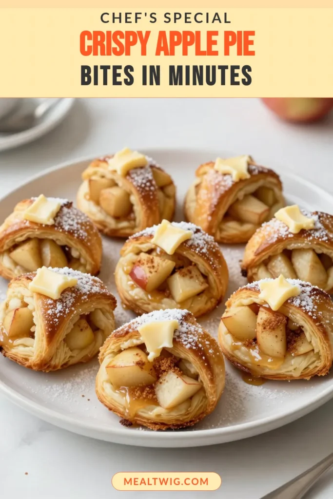 Indulge in these delicious Apple Pie Crescent Bites, the perfect combination of flaky crescent roll dough and sweet cinnamon apple filling. This easy apple dessert recipe is a hit for any occasion and can be made in just 30 minutes! Enjoy quick apple pie bites that everyone will love. Try our cinnamon apple pastry today—your taste buds will thank you! Save this recipe for your next dessert craving! #ApplePieCrescentBites #CrescentRollDesserts #EasyDessert #QuickApplePieBites