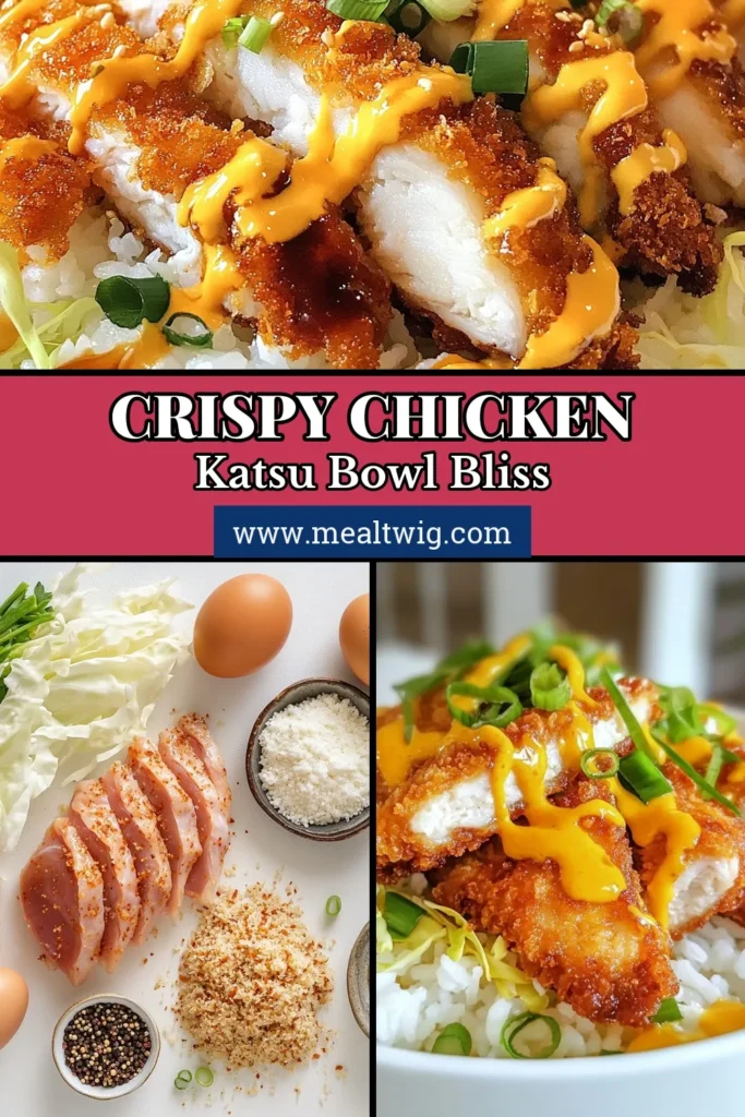 Looking for a delicious and easy dinner idea? This Crispy Chicken Katsu Recipe will become a family favorite! These chicken katsu bowls are made with perfectly breaded panko chicken, served over fluffy rice, and topped with homemade tonkatsu sauce and fresh garnishes. Enjoy a taste of Japan in your kitchen! Try this panko chicken recipe today and save it for later! #ChickenKatsu #EasyChickenKatsu #PankoChicken #DinnerIdeas