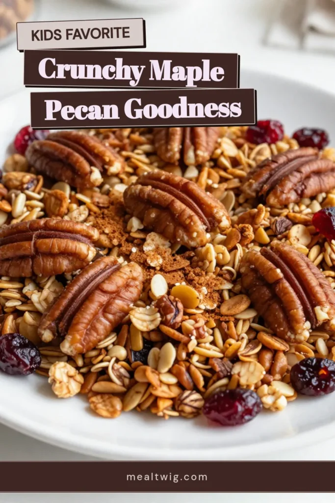 Looking for a delicious and nutritious snack? Try this easy Maple Pecan Granola recipe! It's a fantastic way to enjoy homemade granola with nuts that’s gluten-free. Made with oats, pecans, and a hint of maple syrup, this healthy granola snack is perfect for breakfast or a midday treat. Don't forget to save this homemade delight for your recipe collection! #MaplePecanGranola #HealthySnacks #GlutenFreeGranola #HomemadeGranola