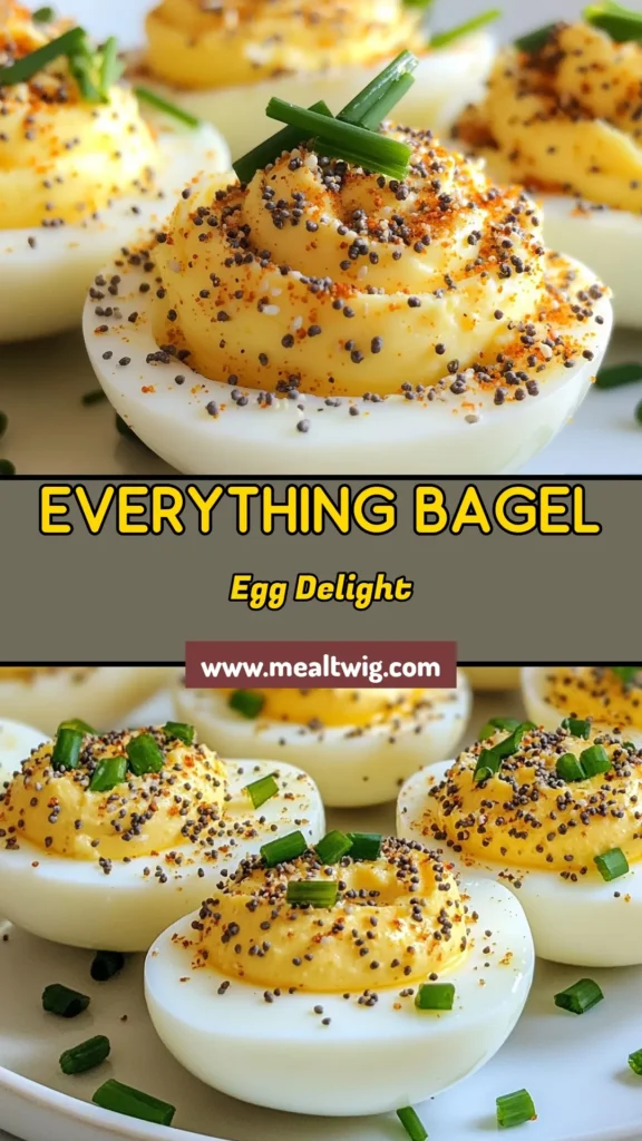 Looking for a delicious twist on a classic? Try these everything bagel deviled eggs! This easy deviled eggs recipe combines creamy yolks with everything bagel seasoning for a flavorful egg appetizer that's perfect for any occasion. In just 30 minutes, you can whip up a crowd-pleasing dish using our everything bagel seasoning recipe. Save this pin for a tasty delight that everyone will love! #DeviledEggs #AppetizerRecipes #EasyRecipes #EggRecipes