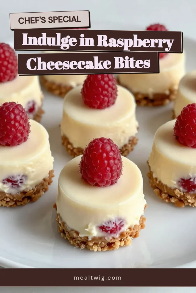 Indulge in these delicious white chocolate raspberry cheesecake bites! This easy no-bake raspberry cheesecake recipe features a creamy filling paired with a crunchy graham cracker crust. Perfect as a mini cheesecake bites recipe for any occasion, this easy raspberry dessert will impress everyone. Get ready to savor each bite! Save this recipe and treat yourself! #CheesecakeBites #NoBakeDessert #RaspberryDessert #MiniCheesecakes
