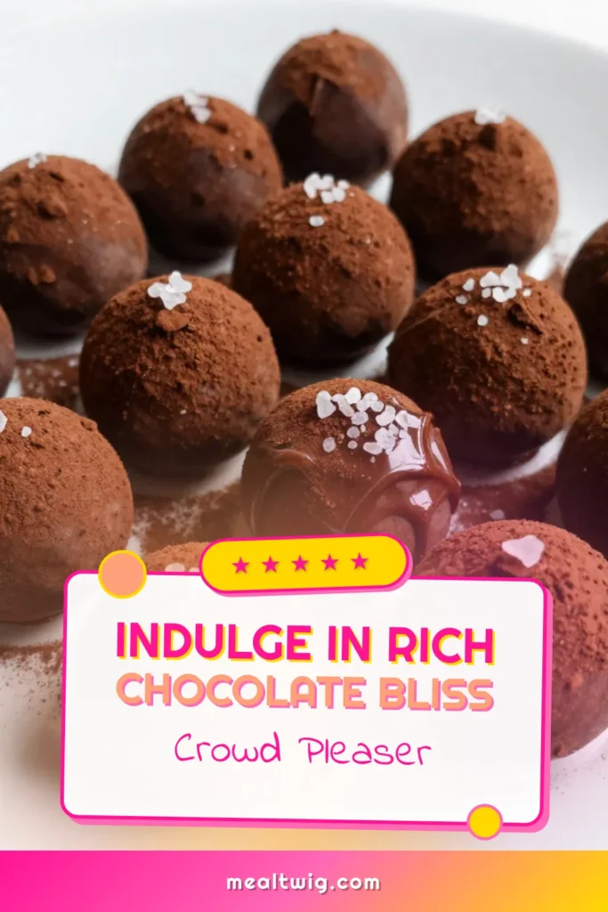 Indulge in the rich flavors of homemade chocolate truffles with this easy truffle recipe! These decadent dark chocolate truffles are perfect for any occasion and make a gourmet chocolate recipe that impresses. In just a couple of hours, you can create delicious chocolate dessert recipes that will wow your friends and family. Save this recipe for a special treat and enjoy the joy of making your own gourmet delights! #ChocolateTruffles #DessertRecipes #EasyRecipes #GourmetChocolate