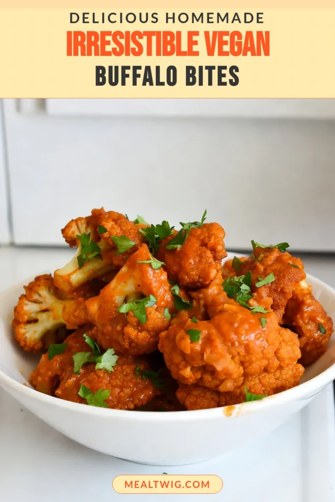 Discover the ultimate snack with these Vegan Buffalo Cauliflower Bites! Perfect as healthy vegan snacks or spicy plant-based appetizers, this recipe is a must-try for anyone craving gluten-free vegan meals. Easy to make and packed with flavor, these bites will impress at your next gathering. Dive into these delicious spicy cauliflower recipes and enjoy guilt-free munching. Try them today! #VeganBuffaloCauliflowerBites #HealthyVeganSnacks #PlantBasedAppetizers #GlutenFreeVeganMeals