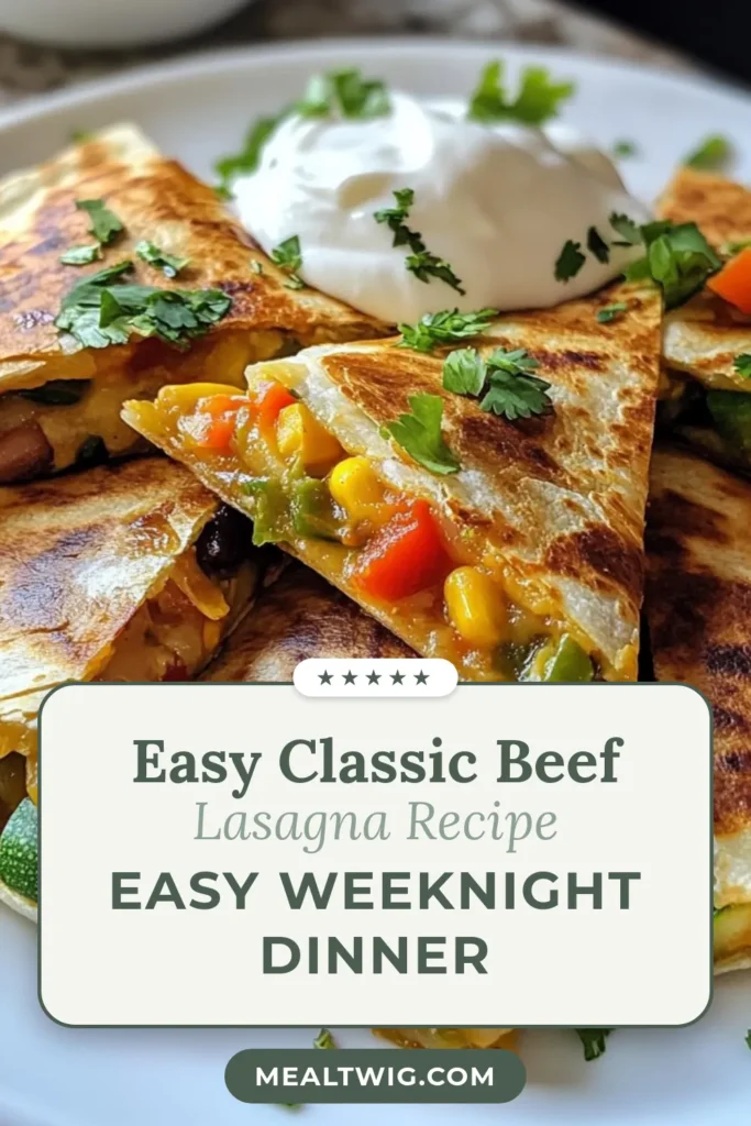 Discover the deliciousness of loaded veggie quesadillas with this healthy quesadilla recipe that’s perfect for a quick meal! Packed with nutritious ingredients like bell peppers, zucchini, corn, and black beans, these vegetarian quesadillas are sure to please everyone. With an easy quesadilla filling and made with whole wheat tortillas, you'll love how simple they are to prepare. Dive into this tasty treat and don't forget to save the recipe! #LoadedVeggieQuesadillas #VegetarianQuesadillas #HealthyQuesadillaRecipe #EasyQuesadillaFilling