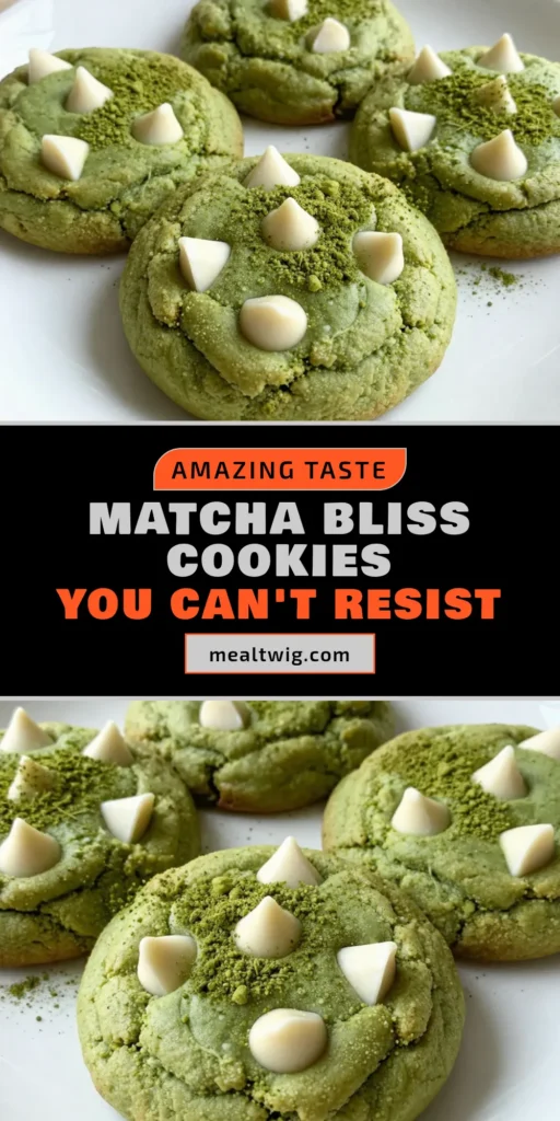 Indulge in a delightful treat with this Matcha White Chocolate Cookies recipe! These soft and chewy white chocolate matcha cookies combine the earthy flavor of matcha with sweet white chocolate for a unique spin on traditional cookies. Perfect for those who love matcha chocolate chip cookies, this green tea cookie recipe is easy to follow, making it one of the best white chocolate dessert recipes out there. Try it today and satisfy your sweet tooth! #MatchaCookies #WhiteChocolateCookies #BakingRecipes #DessertIdeas