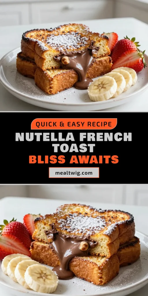 Indulge in this delicious Nutella French toast recipe that's perfect for an easy Nutella breakfast! This stuffed French toast with Nutella combines crispy brioche and creamy chocolate for a dreamy start to your day. With just six simple steps, you'll make a crowd-pleasing chocolate stuffed French toast that everyone will love. Click to save this delightful brioche French toast recipe now! #NutellaFrenchToast #StuffedFrenchToast #EasyBreakfast #ChocolateLovers