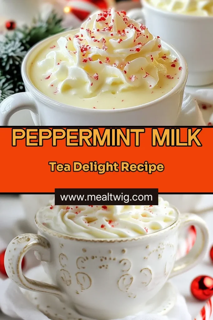 Discover the delightful Peppermint Milk Tea recipe that's perfect for the festive season! This homemade tea with peppermint combines robust black tea and fresh peppermint leaves, creating a warm, comforting beverage. Ideal for those seeking a dairy-free peppermint tea option, this festive milk tea recipe is easy to make and sure to impress. Enjoy this cozy drink topped with whipped cream and crushed peppermint candies. Try it today! #PeppermintMilkTea #FestiveDrinks #HomemadeTea #DairyFreeTea