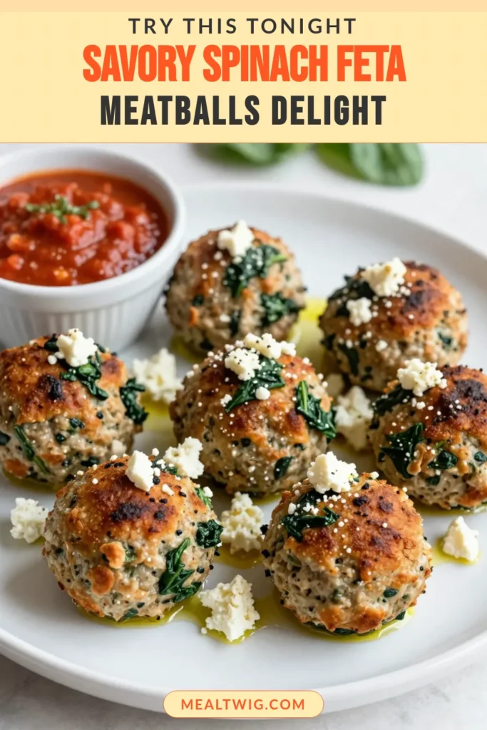 Discover the deliciousness of Spinach Feta Turkey Meatballs! This Healthy Turkey Meatballs Recipe features a perfect blend of ground turkey, fresh spinach, and feta cheese, making it a tasty and nutritious choice. Baked Turkey Meatballs are not only easy to prepare, but they're also part of a Low Carb Meatball Recipe that everyone will love. Try these Turkey Meatballs with Spinach today and enjoy a healthy meal that's packed with flavor! Save this recipe for later! #HealthyRecipes #TurkeyMeatballs #LowCarb #MealPrep