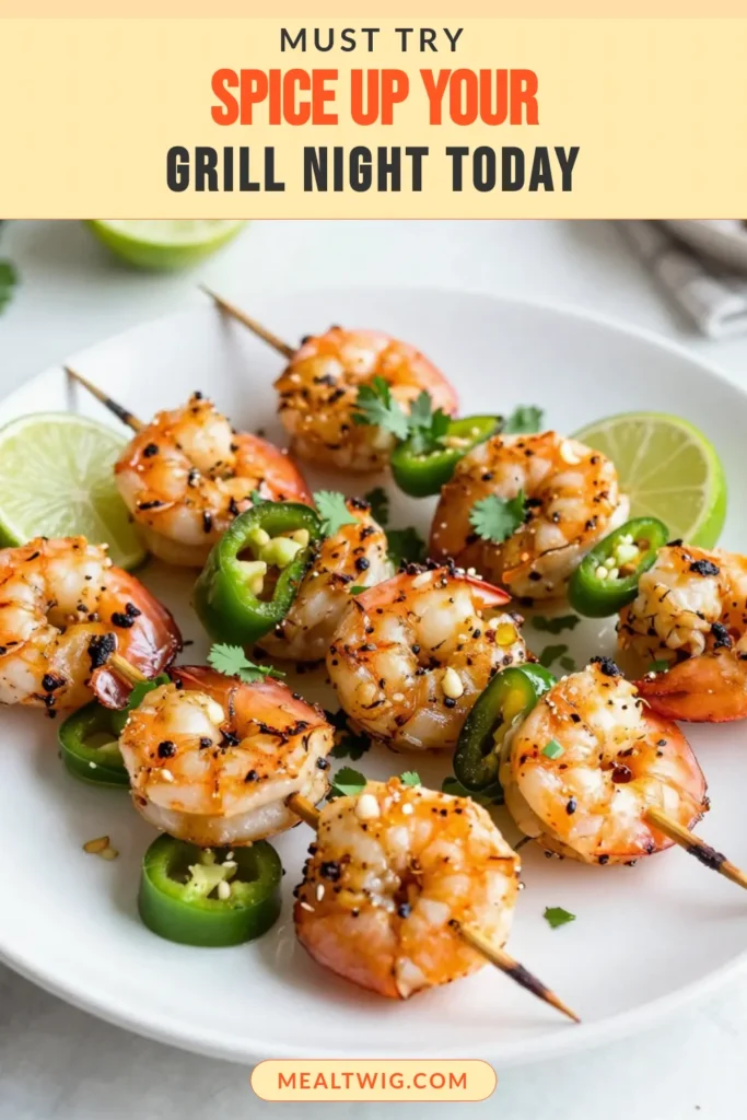 Spice up your summer grilling with this mouthwatering jalapeño lime grilled shrimp recipe! Perfect as spicy shrimp skewers, these tender, marinated shrimp are bursting with flavor from fresh jalapeños and zesty lime. Discover delicious shrimp marinade ideas and make your BBQ unforgettable. Ideal for gatherings, this dish is a must-try! Save this recipe and elevate your grilling game today! #GrilledShrimpRecipe #JalapeñoLimeGrilledShrimp #SpicyShrimpSkewers #SummerGrillingRecipes