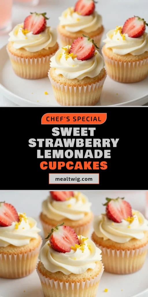 Indulge in the bright flavors of Strawberry Lemonade Cupcakes! This easy lemonade cupcake recipe features fresh strawberries and zesty lemon for a delightful treat. Perfect as a fresh strawberry dessert, these Strawberry Cupcakes with Lemon are sure to impress at any gathering. Try this simple recipe and elevate your baking game today! Save this pin for a delicious cupcake experience! #StrawberryLemonadeCupcakes #FreshStrawberryDessert #LemonadeCupcakeRecipe #EasyLemonCupcakeRecipe