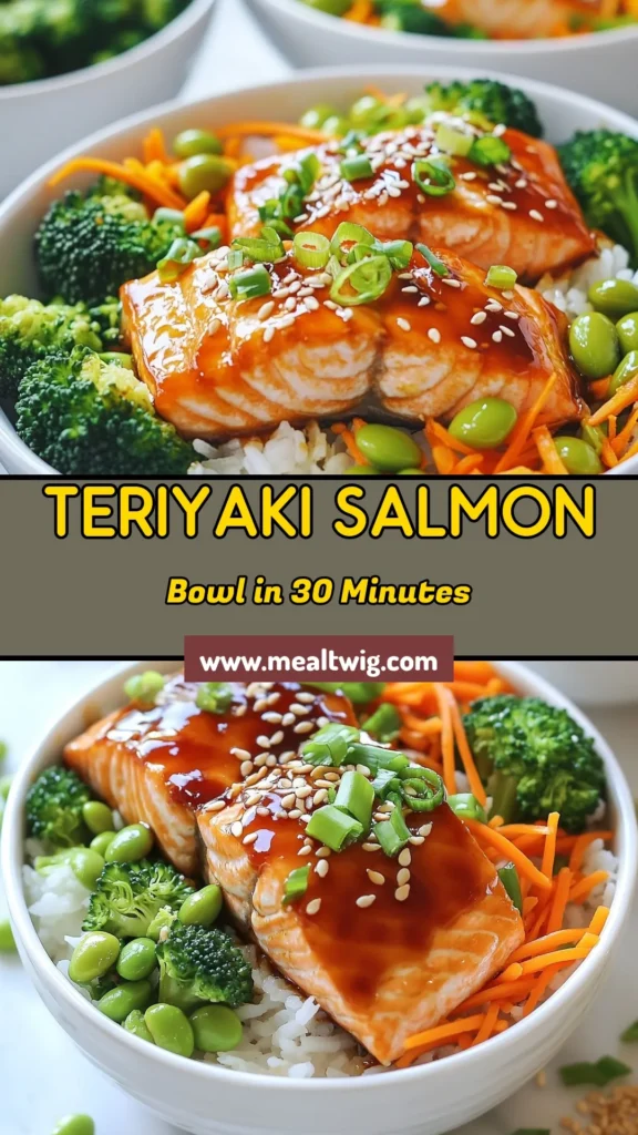 Looking for a delicious and healthy dinner? Try this Teriyaki salmon bowl recipe! This easy teriyaki salmon dish features flaky baked salmon with teriyaki sauce served over a bed of jasmine rice and colorful veggies. Perfect for meal prep or a quick weeknight dinner, it’s the ultimate healthy salmon bowl recipe your family will love. Save this easy recipe for tonight! #TeriyakiSalmon #HealthyRecipes #JasmineRice #SalmonBowl