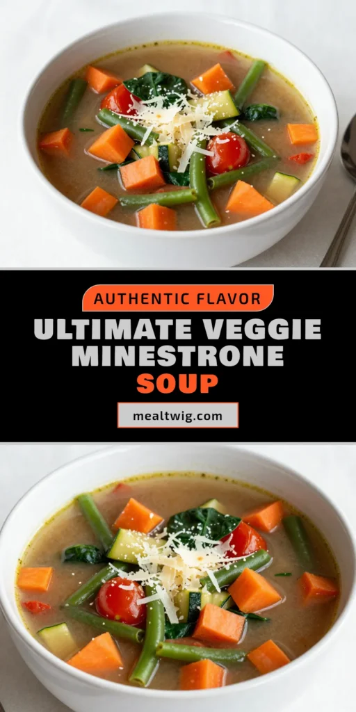 Discover the ultimate minestrone soup recipe with our Veggie Packed Minestrone Soup. This healthy vegetable soup is not only delicious but also easy to make, perfect for a cozy night in. Packed with nutritious veggies, this vegetarian soup recipe is sure to please everyone at the table. Try this easy minestrone soup today and elevate your meals. Don't forget to save this recipe for later! #MinestroneSoup #HealthySoup #VegetarianRecipes #EasyCooking