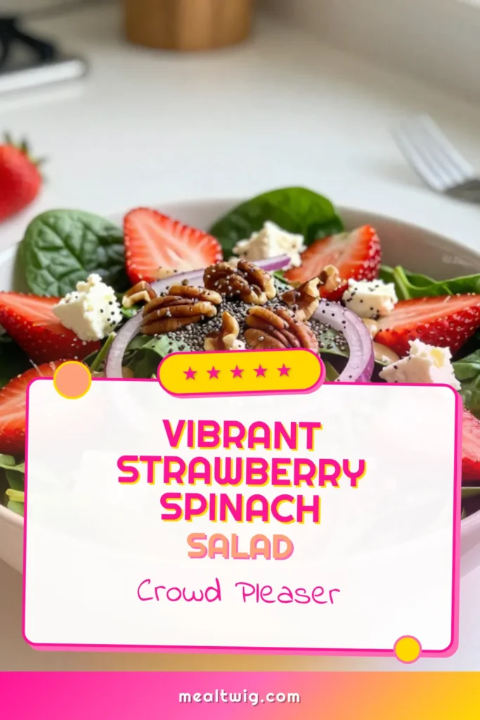 Looking for a delicious and nutritious meal? Try this refreshing Strawberry Spinach Salad with Poppy Dressing! Packed with fresh spinach, juicy strawberries, and crumbled feta cheese, this healthy salad recipe is perfect for any occasion. The homemade poppy seed dressing adds a delightful twist. Elevate your fresh spinach recipes today! Save this recipe and enjoy a burst of flavor! #StrawberrySpinachSalad #HealthySaladRecipes #PoppySeedDressing #FetaCheeseSalad