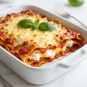 - 9 lasagna noodles (no-boil or regular, cooked al dente) - 2 cups ricotta cheese - 2 cups shredded mozzarella cheese - 1 cup grated Parmesan cheese - 2 cups marinara sauce (store-bought or homemade) - 1 large egg - 1 teaspoon dried Italian herbs (oregano, basil, thyme) - Salt and pepper to taste - Fresh basil leaves for garnish You can swap out ricotta cheese for cottage cheese. It gives a nice texture. If you want a plant-based option, use tofu or vegan ricotta. Marinara works great, but you can use Alfredo sauce for a creamy taste. If you can't find Parmesan, try pecorino as a substitute. Fresh herbs add flavor, but dried herbs are just fine. When picking cheese, go for whole-milk ricotta. It tastes richer. For mozzarella, choose fresh or low-moisture for better melting. Look for marinara with simple ingredients. This ensures great flavor with no added junk. Always check the noodle package for cooking times. Fresh is best, but dried works well too. {{ingredient_image_1}} First, preheat your oven to 375&deg;F (190&deg;C). This step is key for even cooking. Next, grab a 9x13 inch baking dish. Spread about 1 cup of marinara sauce on the bottom. This prevents sticking and adds flavor. Now, let's layer our ingredients. Start by placing three lasagna noodles over the sauce. Make sure they do not overlap. In a bowl, mix ricotta cheese, egg, dried herbs, salt, and pepper. Spread half of this mixture over the noodles. Add 1 cup of mozzarella and half a cup of marinara sauce on top. Repeat this process. Place three more noodles, the rest of the ricotta, another cup of mozzarella, and half a cup of marinara. For the final layer, add the last three noodles, top with remaining marinara, mozzarella, and Parmesan cheese. Cover the dish with aluminum foil. Make sure it does not touch the cheese. Bake for 25 minutes. After that, remove the foil and bake for another 15 minutes. Look for bubbly cheese that is golden brown. Let your lasagna sit for 10 minutes before slicing. This helps the layers stay together. Garnish with fresh basil leaves for a nice touch. Enjoy your meal! To save time, use no-boil lasagna noodles. These noodles cook right in the oven. You can also buy pre-made marinara sauce. This cuts down on prep time. Use a mixer for the ricotta mixture, which speeds things up. If you prepare the layers ahead, you can assemble it quickly. Start with a thin layer of sauce at the bottom. This keeps the noodles from sticking. Make sure not to overlap the noodles. Each layer should be even. After each layer, press down gently. This helps the layers stick together. Always finish with sauce and cheese on top for a nice crust. Bake covered for the first part to keep moisture in. Remove the foil for the last 15 minutes to brown the cheese. This gives a nice golden color. Let the lasagna rest for ten minutes before slicing. This helps the layers stay intact when you serve it. Enjoy your delicious, perfectly cooked lasagna! Pro Tips Use No-Boil Noodles: No-boil noodles save time and ensure a perfectly cooked lasagna without the hassle of pre-cooking. Let It Rest: Allow the lasagna to sit for about 10 minutes after baking. This helps the layers set and makes slicing easier. Mix Cheeses for Flavor: Combine different cheese varieties, like ricotta, mozzarella, and Parmesan, for a rich and complex flavor profile. Add Veggies: Incorporate saut&eacute;ed vegetables like spinach or mushrooms between the layers for added nutrition and flavor. {{image_2}} You can make this lasagna meat-free. Instead of meat, use vegetables. Spinach, zucchini, and mushrooms work great. Just saut&eacute; the veggies first. This adds flavor and keeps them tender. You can also add some fresh spinach to the ricotta mix. It gives extra color and nutrition. Try using a jar of marinara with roasted vegetables too. It adds a nice depth of flavor. If you want meat, ground beef or sausage is ideal. Cook the meat first until it is brown. Drain the fat, then mix it with the marinara sauce. This adds savory depth to your layers. You can also use shredded chicken for a lighter option. Just make sure it&rsquo;s well seasoned. Layer it between the noodles and cheese for a hearty dish. For a gluten-free lasagna, use gluten-free noodles. Many brands now offer great options. You can also use thin slices of zucchini or eggplant as layers. This keeps the dish light and healthy. Just remember to salt and drain the zucchini first. It helps remove excess moisture. Enjoy your lasagna with any of these fun twists! To keep your lasagna fresh, place it in an airtight container. You can also cover it tightly with plastic wrap or aluminum foil. This helps keep moisture in and prevents it from drying out. Store the lasagna in the fridge for up to four days. Make sure to let it cool before storing. If you want to freeze lasagna, cut it into portions first. Wrap each piece tightly in plastic wrap, then place it in a freezer bag. You can freeze it for up to three months. Label each bag with the date so you can track how long it's been frozen. To reheat your lasagna, preheat your oven to 350&deg;F (175&deg;C). Place the lasagna in an oven-safe dish. Cover it with foil to keep it from drying out. Heat for about 25 minutes. If you want the cheese to be bubbly, remove the foil for the last 5 minutes. You can also reheat individual portions in the microwave. Heat for 2-3 minutes or until warm. Yes, you can use regular lasagna noodles. Just cook them al dente first. This helps them hold their shape and texture. If you prefer no-boil noodles, you can use those too. They save time and are easy to work with. This lasagna lasts about 3 to 5 days in the fridge. Make sure to store it in an airtight container. Cooling it completely before you cover it helps keep it fresh. If you notice any changes in smell or texture, it&rsquo;s best to discard it. Yes, you can make this lasagna ahead of time. Prepare it the day before and cover it tightly. When you're ready to bake, just add a few extra minutes to the cooking time. This way, you can enjoy a delicious meal without the last-minute rush. You learned about the key ingredients for lasagna, tips for choosing the best ones, and how to layer and bake it perfectly. I shared time-saving tricks and variations to suit different diets. Proper storage and reheating methods help keep your lasagna fresh. Making lasagna can be fun and easy. With these tips, you can create a dish your family will love! Enjoy the cooking process and feel proud of your delicious meal.