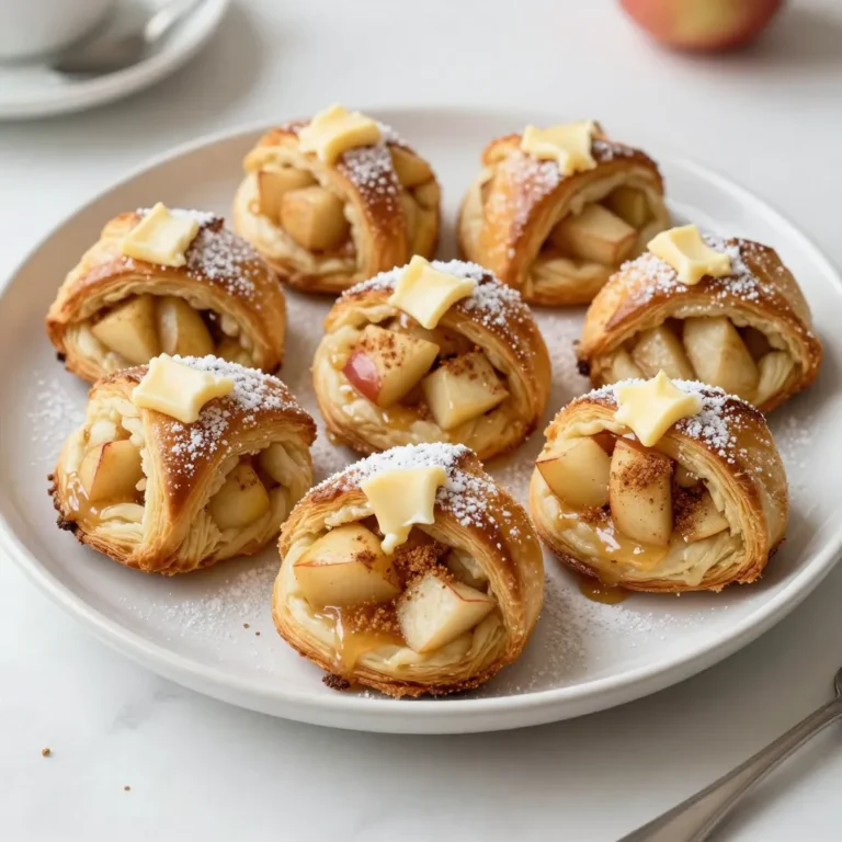 - 1 can refrigerated crescent roll dough - 2 medium apples, peeled and diced - 1/4 cup brown sugar - 1 teaspoon cinnamon - 1 tablespoon lemon juice These main ingredients form the heart of your Apple Pie Crescent Bites. The crescent roll dough gives a flaky, buttery base. The apples bring sweetness and texture. Brown sugar adds rich flavor, while cinnamon gives warmth. Lemon juice brightens the mix, making the apples taste fresh. - 1 tablespoon butter for brushing - Powdered sugar for dusting You can brush melted butter on top for a golden finish. Dusting with powdered sugar adds a sweet touch. While these are optional, they elevate the bites and make them look fancy. - Baking sheet - Parchment paper - Mixing bowl To make your cooking easier, use a baking sheet lined with parchment paper. This prevents sticking and makes cleanup simple. A mixing bowl is also needed to combine your apple filling. Having the right tools makes the process smooth and fun. {{ingredient_image_1}} First, set your oven to 375°F (190°C). This heat makes the bites nice and golden. Next, line a baking sheet with parchment paper. This helps the bites not stick to the pan. In a medium bowl, combine two medium apples, diced, with 1/4 cup brown sugar, 1 teaspoon cinnamon, and 1 tablespoon lemon juice. Mix until the apples are well coated. This sweet and tangy mixture brings the filling to life. Unroll the refrigerated crescent roll dough. You’ll see it separates into triangles. Place a spoonful of the apple mixture at the wide end of each triangle. Roll the dough from the wide end to the narrow end. Make sure the filling stays inside. Pinch the ends to seal them tight. Place the rolled crescents on the baking sheet. Brush the tops with melted butter and an egg wash for a shiny finish. Bake for about 12-15 minutes. They should puff up and turn golden brown. Once done, let them cool a bit. Dust with powdered sugar if you like. Enjoy these tasty bites! To get that flaky texture in your Apple Pie Crescent Bites, use high-quality crescent roll dough. Look for brands that promise a buttery flavor. This dough puffs up nicely when baked. Follow the instructions on the can for the best results. When you unroll it, handle it gently. This keeps the layers intact. You can spice things up by adding extra flavors. Consider nutmeg or allspice for a warm twist. A pinch of ginger also adds a nice zing. You could even try a splash of vanilla extract to deepen the taste. Experiment with these spices to find your favorite blend. Serving your bites in style makes them even better. Arrange them on a colorful plate or a wooden board. Dust the tops with powdered sugar for a sweet touch. You can also serve them with a scoop of vanilla ice cream. A small bowl of caramel sauce for dipping is another great idea. These little details make the bites look and taste special. Pro Tips Choose the Right Apples: Use a mix of sweet and tart apples, like Granny Smith and Honeycrisp, for a balanced flavor in your bites. Don’t Overfill: Be careful not to overload the crescent rolls with the apple mixture to avoid spillage while baking. Brush with Cinnamon Sugar: For an extra sweet touch, mix some cinnamon with sugar and sprinkle it on top before baking. Serve Warm: These bites are best enjoyed warm right out of the oven, so serve them immediately for the best flavor and texture. {{image_2}} You can switch the apples for other fruits. Pears and peaches work great. They give a new taste and texture. Just prepare them like you do the apples. Peel and dice them, and mix with brown sugar and spices. This change can make your bites unique and fun. Want to add more flavor? Consider nuts or raisins. Chopped walnuts or pecans add a nice crunch. Raisins bring sweetness and chewiness. Mix them into the apple filling. This small change can make a big difference in taste. It’s a fun way to customize your bites. You can also try different doughs. Puff pastry makes the bites very flaky. Phyllo dough gives a light and crispy texture. Just follow the same steps for filling and baking. Using different dough can change the whole feel of the dessert. It’s a great way to experiment in your kitchen. To store leftovers in the fridge, let the bites cool first. Place them in an airtight container. This keeps them fresh for about 3 days. If you want to keep them longer, consider freezing. You can freeze these bites before or after baking. To freeze before baking, assemble the bites but do not bake. Place them on a baking sheet and freeze until solid. Then, transfer them to a freezer bag. They can stay frozen for up to 2 months. If you freeze them after baking, let them cool down first. Wrap each bite in plastic wrap and then place them in a bag. For the best taste, reheat in the oven. Preheat your oven to 350°F (175°C). Place the bites on a baking sheet and warm for about 10 minutes. This keeps them crisp and delicious. You can also use a microwave, but they may get soggy. If using the microwave, heat for 20-30 seconds. Enjoy your Apple Pie Crescent Bites fresh! Yes, you can use fresh apples. Fresh apples give the bites a crisp texture. Choose firm apples like Granny Smith or Honeycrisp for the best flavor. Just peel, core, and dice them before mixing with sugar and spices. Fresh apples may need a bit more sugar since they are less sweet than canned ones. These bites stay fresh for about 2-3 days when stored properly. Keep them in an airtight container at room temperature. If you want them to last longer, store them in the fridge. They can last up to a week in the fridge, but the texture may change a bit. Yes, you can prep these bites ahead of time. Prepare the apple filling and roll the crescents the day before. Store them in the fridge, covered with plastic wrap. Bake them fresh when you're ready to serve. This keeps them warm and flaky for your guests. These apple crescent bites are easy and fun to make. You learned about the main ingredients, like crescent roll dough and apples. We covered step-by-step instructions to create a tasty treat. You also discovered useful tips for the best texture and flavor. Don't forget to try variations with different fruits or nuts. With the right storage, you can enjoy leftovers later. I hope you feel inspired to bake these bites. They are simple and delicious!