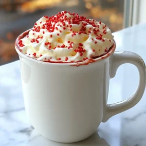 - 2 tablespoons unsweetened cocoa powder - 2 tablespoons red velvet cake mix - 2 cups milk (dairy or non-dairy) - 2 tablespoons sugar (adjust to taste) - 1/4 teaspoon vanilla extract - A pinch of salt - Whipped cream (for topping) - Red sprinkles (for garnish) - Dark chocolate shavings (optional, for extra richness) To make Red Velvet Hot Chocolate, gather your ingredients first. This hot drink is a fun twist on classic hot chocolate. Each ingredient plays a key role in building that rich and smooth taste. Start with unsweetened cocoa powder and red velvet cake mix. They form the base of your drink. The cocoa gives a deep chocolate flavor, while the red velvet mix adds a light sweetness and color. You can choose your milk. Dairy milk provides creaminess, while non-dairy options like almond or oat milk can make it lighter. Adjust the sugar to match your taste. Some like it sweeter, while others prefer a touch of bitterness. Don&rsquo;t forget vanilla extract and salt! The vanilla enhances the flavors, and salt balances the sweetness. Finally, the toppings are where the magic happens. Whipped cream adds a fluffy texture, red sprinkles brighten the drink, and dark chocolate shavings make it even richer. With these ingredients, you are ready to create a delicious treat that warms the heart! {{ingredient_image_1}} First, gather the cocoa powder, red velvet cake mix, and sugar. In a medium saucepan, add these dry ingredients together. Use a whisk to mix them well. This helps break up any lumps. A smooth mix makes for a creamy hot chocolate later. Next, pour in a splash of milk, about 1/4 cup. Whisk this into the dry mix until it forms a smooth paste. This step is key, as it helps blend everything without clumping. Then, gradually stir in the rest of the milk. This careful addition keeps the hot chocolate silky and rich. Now, place the saucepan over medium heat. Keep whisking while the mixture heats. This constant motion prevents burning and ensures even heating. You want to reach a steaming hot chocolate, but do not let it boil. Once it&rsquo;s steaming, add the vanilla extract and a pinch of salt. Stir it well to combine all the flavors. Enjoy the process, and soon you'll have a warm cup of red velvet hot chocolate ready to savor! To make the best Red Velvet Hot Chocolate, you must add milk slowly. Start with a splash of milk, about 1/4 cup. This creates a smooth paste with no lumps. It helps mix the dry ingredients well. After that, gradually stir in the rest of the milk. This keeps the hot chocolate creamy. Whisking continuously is key as you heat the mixture. This motion prevents the chocolate from burning. It also helps to achieve a rich and velvety texture. Remember, keep whisking until it steams, but don&rsquo;t let it boil. Adjust the sugar to fit your taste. If you like it sweeter, add more sugar. You can also add more vanilla extract for a deeper flavor. This little change can make a big difference. Don&rsquo;t shy away from experimenting with flavors. Consider adding a pinch of cinnamon or nutmeg for warmth. These spices blend well with the chocolate and cake mix. They create a cozy vibe, perfect for chilly days. Presentation is important for any treat. For your hot chocolate, top it with a mountain of whipped cream. Then, sprinkle the top with red sprinkles for a festive touch. Dark chocolate shavings also add richness and elegance. You can get creative with garnishes. Try adding a chocolate stick for stirring or drizzle chocolate syrup on top. These small details make your drink look amazing and taste even better. Enjoy each sip of this delightful treat. Pro Tips Use Quality Cocoa Powder: Opt for high-quality unsweetened cocoa powder to enhance the flavor of your hot chocolate. The better the cocoa, the richer and more delicious your drink will be. Adjust Sweetness: Feel free to adjust the amount of sugar based on your taste preference. Start with the suggested amount and add more if you like it sweeter. Experiment with Milk: Try different types of milk, such as almond, oat, or coconut, to create unique flavors and textures in your hot chocolate. Add a Flavor Twist: For extra flavor, consider adding a dash of peppermint extract or a sprinkle of cinnamon to the mixture before serving. {{image_2}} You can make your Red Velvet Hot Chocolate even more fun. Adding peppermint extract gives a nice minty twist. Just a few drops can change everything. If you love warm spices, try adding cinnamon or nutmeg. These spices make your drink cozy and comforting. If you want a non-dairy version, use oat, almond, or coconut milk. These options still taste great and keep the drink creamy. For those looking to cut sugar, try using honey or agave syrup. These sweeteners add flavor without the extra calories. You can dress your hot chocolate up for holidays. For Christmas, add crushed candy canes or red and green sprinkles. For special occasions, try topping with marshmallows or chocolate drizzle. These simple changes make your drink festive and fun! To keep your Red Velvet Hot Chocolate fresh, store it in an airtight container. Place it in the fridge within two hours of making it. It can last up to three days in the fridge. Make sure to label it with the date so you know when it was made. When you are ready to enjoy your leftover hot chocolate, use a saucepan on low heat. Stir it gently as it warms up. This helps keep the flavors intact. If it seems too thick, add a splash of milk to adjust the consistency. Stir well for a smooth texture. Yes, you can freeze Red Velvet Hot Chocolate! Pour it into a freezer-safe container. Leave some space at the top for expansion. It can last up to three months in the freezer. To thaw, move it to the fridge overnight. Reheat it on low heat, stirring well to restore its creamy texture. What is Red Velvet Hot Chocolate? Red Velvet Hot Chocolate is a sweet drink that mixes cocoa powder with red velvet cake mix. It has a rich, chocolate flavor and a lovely red color. This drink is perfect for cozy nights or special occasions. Can I make this recipe vegan? Yes, you can make this recipe vegan. Use plant-based milk, like almond or oat milk. Make sure to check the cake mix for dairy ingredients. With these swaps, you can enjoy a vegan version. What can I use instead of red velvet cake mix? If you don't have red velvet cake mix, you can create your own mix. Combine flour, sugar, cocoa powder, and a little red food coloring. This mix will give you a similar flavor and color. How to replace cocoa powder with other options? You can use carob powder or dark chocolate powder as substitutes for cocoa powder. Both will provide a different taste, but they can work well in this recipe. What snacks pair well with Red Velvet Hot Chocolate? Some great snacks to enjoy with Red Velvet Hot Chocolate include cookies, brownies, or mini cupcakes. They complement the drink's sweet flavor and make it feel special. Can I serve this drink cold? Yes, you can serve this drink cold! Simply chill the hot chocolate after making it. Pour it over ice, and you have a refreshing treat perfect for warm days. In this article, we explored how to make a delicious Red Velvet Hot Chocolate. We covered each ingredient, from cocoa powder to toppings. I shared step-by-step instructions for creating a rich chocolate base and tips for perfect texture. You learned about variations, storage, and answered common questions. This drink is not just tasty; it can be customized for anyone's needs. Enjoy your warm cup of joy, and don&rsquo;t hesitate to experiment with flavors. Treat yourself to this cozy delight whenever you crave something sweet and comforting.